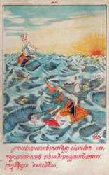 Mahajanaka Jataka. (gravering, ca. 1910)