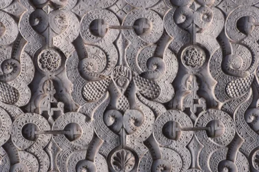 Detalj av en vegg, bygget av saadierne i 1565 (stukk)
