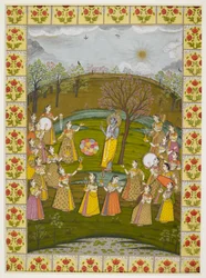 J36-8 katt nr.370 i-xxxvi 'Vasanti Ragini', fra en Ragamala-serie, Murshidabad, ca. 1760 (gouache med gull på papir)