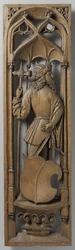 Panel fra en orgelkasse, ca. 1510-20 (eik med spor av polykrom)