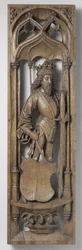 Panel fra en orgelkasse, ca. 1510-20 (eik med spor av polykrom)