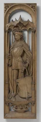 Panel fra en orgelkasse, ca. 1510-20 (eik med spor av polykrom)