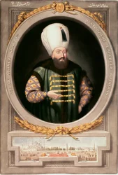 Det osmanske riket: Portrett av Sultan Ahmed I (1590-1617)"" Miniatyrbiblioteket til Topkapi Sarayi Istanbul Museum
