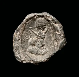 Bulla med inskripsjon, Sasanian Period, 4th Century (keramikk)