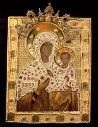 Ikon av Jomfru Maria, Smolenskaja-klosteret, Moskva (blandet media)