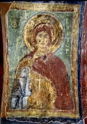 ""Martyren Saint Victor"" russisk ikon. 1000-tallet. Saint Sophia Cathedral, Kiev, Ukraina