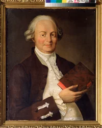 Portrett av poeten Vasili K. Trediakovsky (Vassily Trediakovski) (1703-1769). Maleri av en russisk mester, olje på lerret, slutten av 1700-tallet. Russisk statsarkiv for litteratur og kunst, Moskva.