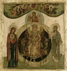 Russisk ikon av Sofia, Den hellige visdom, tronende i form av en flammende vinget engel (panel)