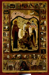 Jomfruen av Bogoliubovo russisk ikon fra 1500-tallet. Russland. Kloster Solonsky.