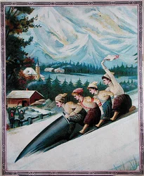 Turister aking, tidlig på 1900-tallet (farge litho)