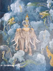 Freske som viser en scene fra Buddhas liv, Wat Phra That Doi Suthep-tempelet (freske)