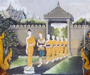 Freske som viser en scene fra Buddhas liv, Wat Phra That Doi Suthep-tempelet