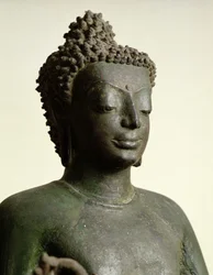Stående Buddha, fra Buriram (bronse) (detalj)