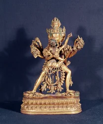 Hevajra og Nairatmya (forgylt bronse med sølvinnlegg)