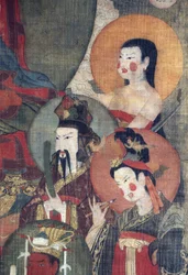 Tibetansk kultur: Tejaprabha Buddha omgitt av planetguder. Tempera på silke, størrelse: 104x67, tidlig på 1100-tallet, State Hermitage, St. Petersburg