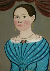 Kvinne i blå kjole, ca. 1840.