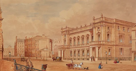 Prospect of Edinburgh (blyant, penn og blekk og akvarell)