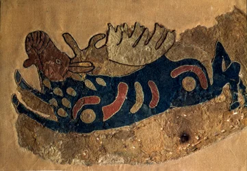 Art Scythe (Scythic Civilization eller Scythia): fragment av et filtsalbelegg. St. Petersburg, Eremitagemuseet