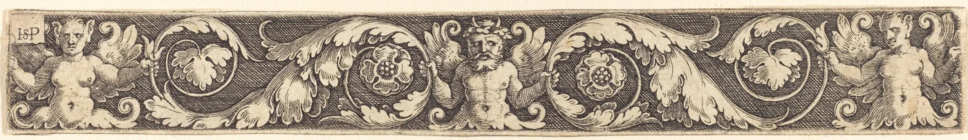 Ornament med en manns- og to kvinnelige figurer