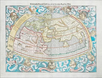 1550 Ptolemaisk verdenskart av Sebastian Münster