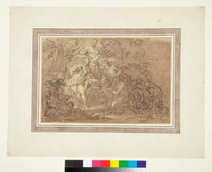 Bacchus og Ariadne ca. 1715 (penn og blekk over svart kritt på brun grunn)