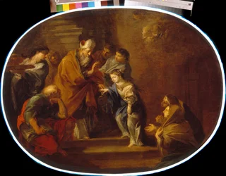 La presentation de la bienheureuse Vierge Marie - Peinture de Sebastiano Conca (1680-1764), huile sur toile, 89x119 cm - The Presentation of the Blessed Virgin Mary, Olje på lerret av Sebastiano Conca - State A Pushkin Museum of Fine Arts, Moskva