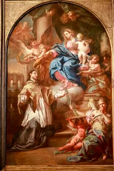 Jomfruen og barnet med Saint John Nepomucene, før 1732, olje på lerret
