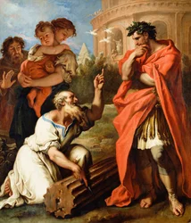 Tarquin den eldste konsulterte Attius Navius, ca. 1690 (olje på lerret)