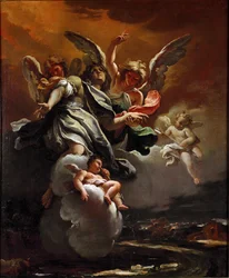 Sankt Sebastians apoteose, maleri av Sebastiano Ricci (1659-1734), 1694, mål 78,5 x 63,5 cm, Milano, Civiche Raccolte del Castello Sforzesco