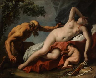Venus og Satyr - Maleri av Sebastiano Ricci