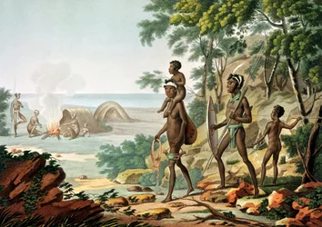 Port Jackson, New Holland: Aboriginal Family, fra 