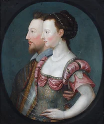 Et profilportrett av en dame og en herre, angivelig Philip Sydney og søsteren hans Lady Pembroke (olje på lerret)