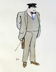 Portrett av Henri de Rotschild - av Sem (1863 - 1934), i "" Les Sports modernes "", august 1906.
