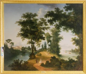 Den store øya Gatchina (Sankt Petersburg). Maleri av Semyon Fyodorovich Shchedrin (Semion Shchedrin) (1745-1804), olje på lerret, ca. 1790. Russisk kunst