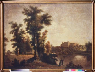 Landskap nær St. Petersburg. Maleri av Semyon Fyodorovich Shchedrin (Semion Shchedrin) (1745-1804), olje på lerret