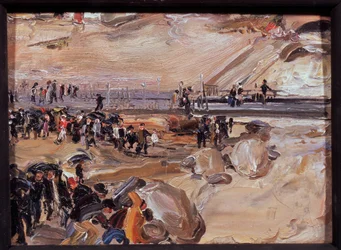 Gå i San Remo (Italia). Verk av Semyon Gavrilovich Nikiforov (1877-1912), olje på papp
