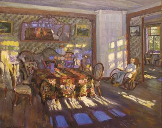 Sollys gjennom fargede glassvinduer, 1916