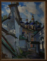 Utsikt over Pskovo-Pechersky-klosteret, 1928