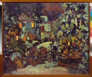 Forberedende dekor for operaen Don Quichotte av Jules Massenet (1842-1912) - Scenografi for operaen Don Quijote av Jules Massenet - Maleri av Sergei Ivanovich Petrov (1881-1936), olje på lerret - Russisk scenografisk kunst - State Central M Glinka Mu