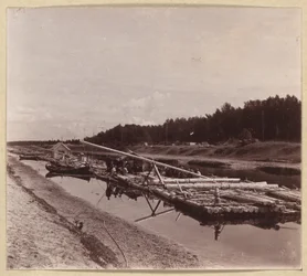 Log rafts, Volga-Baltic Waterway, Russia