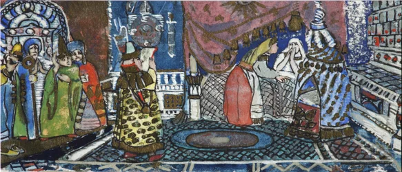 Illustrasjon til eventyret om tsaren Saltan av A. Pushkin
