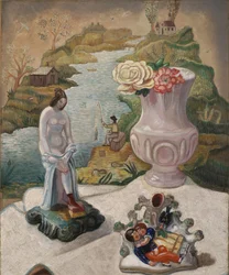 Porselensfigurer og blomster