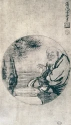 Portrett av Lao-Tzu, kinesisk filosof fra 600-tallet f.Kr., tegning av Sesshu Toyo (1420-1506), japansk sivilisasjon, Muromachi-perioden