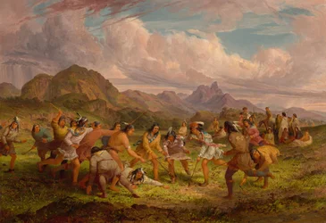 Ballspilling blant Sioux-indianerne, 1851.