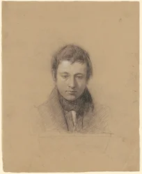 Portrett av John Cheney, ca. 1830-tallet (kull og stubbe forhøyet med hvitt kritt på papir)