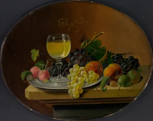 Stilleben med frukt og vinglass, 1865-70