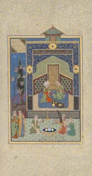 Bahram Gur i det turkise palasset onsdag, Folio 216 fra en Khamsa...AH 931AD1524-25