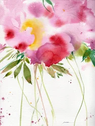 Abstrakte rosa akvarellblomster