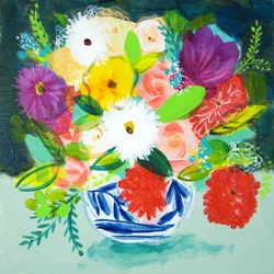 Livlig malte blomster