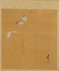 Leaf fra Album of Seasonal Themes: Maple Leaves and Feather, 1847.